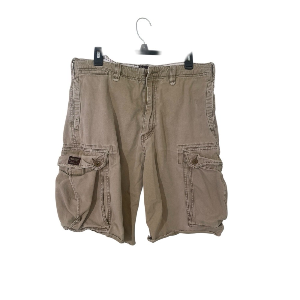 American Eagle Cargo Shorts Men 32 Distress Khaki Classic Fit Baggy Vintage Y2K